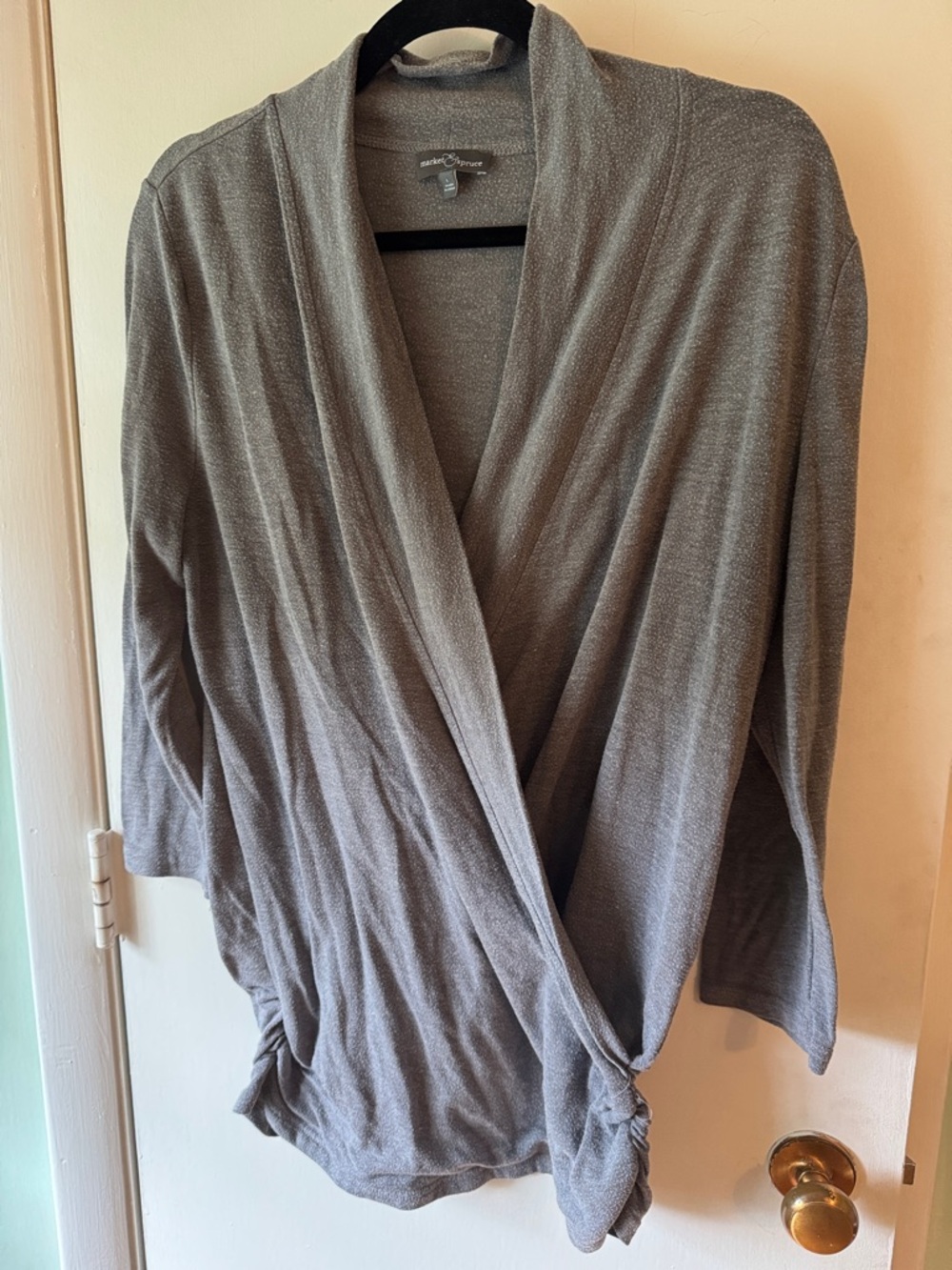 Market & Spruce Light Gray Henri Ruche Sides Knit Top